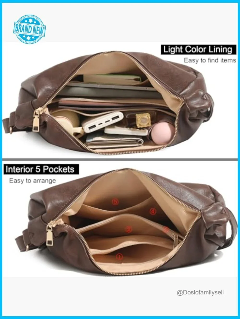 Vegan Leather Hobo Bag Foldable Slouchy Tote Crossbody Shoulder Purse Retro